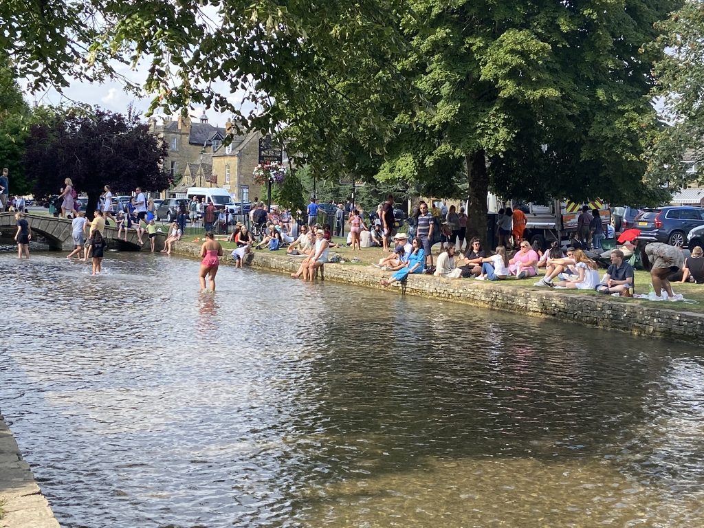 Crowds at Bourton-on-the-Water in the Cotswolds