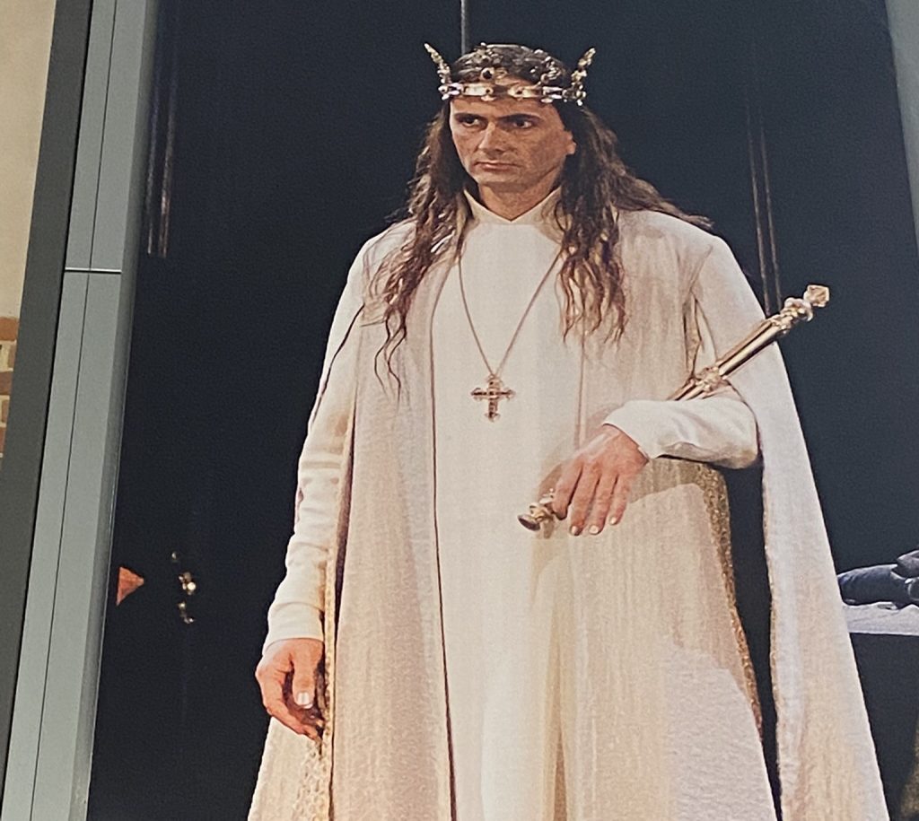 Poster of David Tennant as Richard II in the lobby at the RSC Theatre in Stratford-upon-Avon