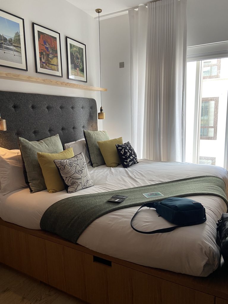 Hotel room showing the bed at the Wilde Aparthotel Covent Garden