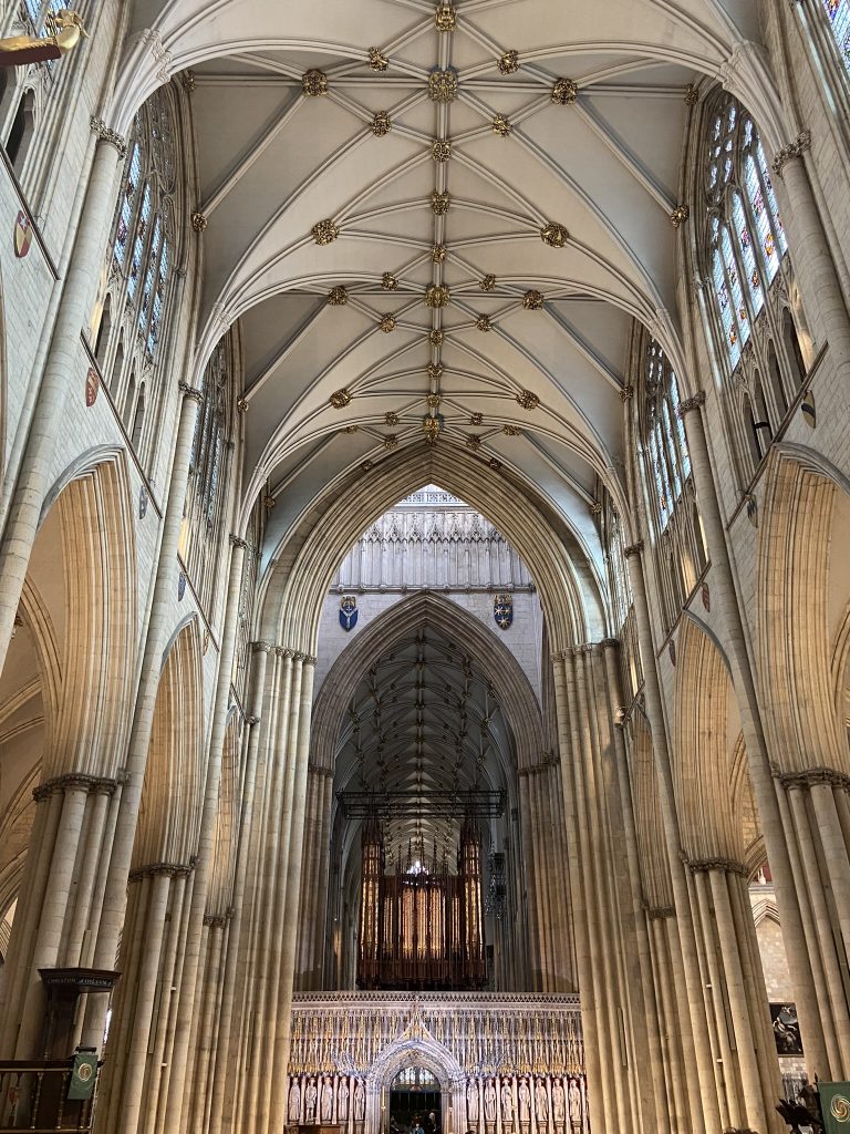 Interior looking toward the altar of York Minster in Yorkshire
