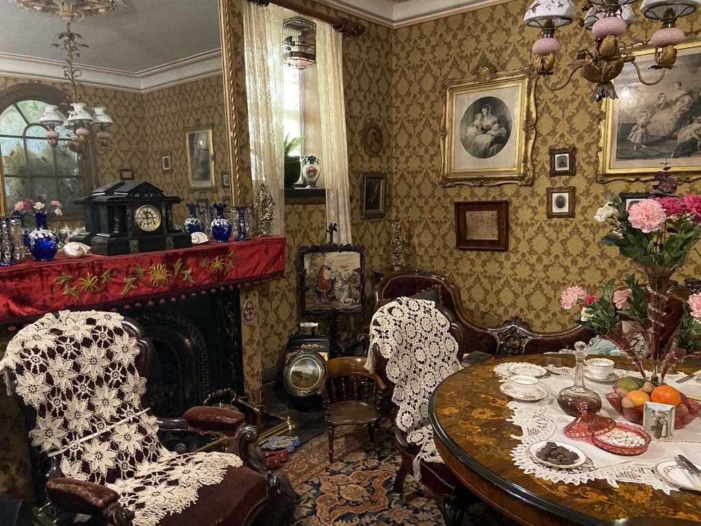 View of a reconstructed Victorian siting room featured at the York Castle Museum in York, Yorkshire