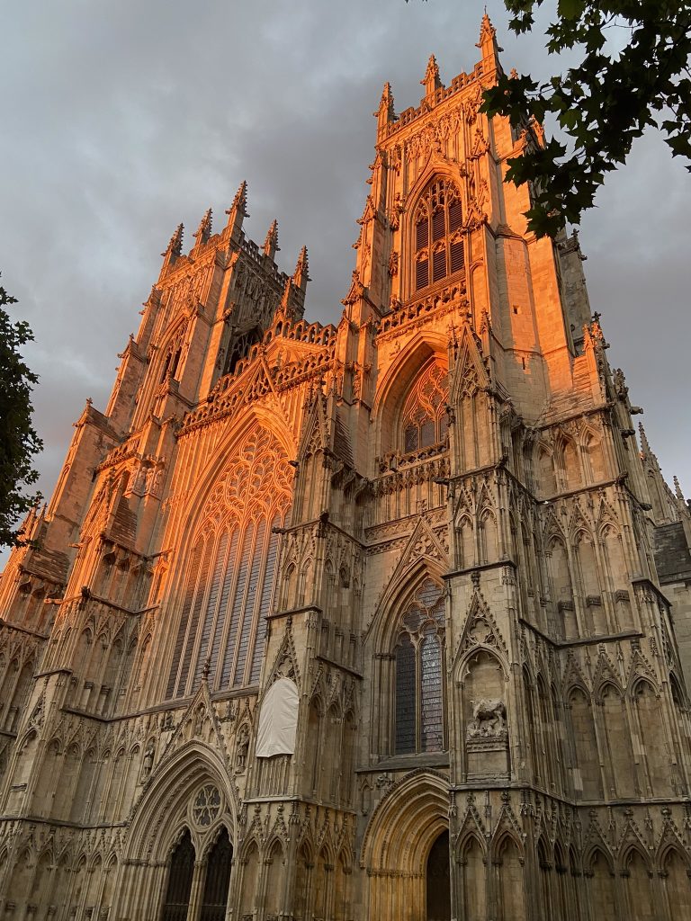 York Minster facade at Sunset