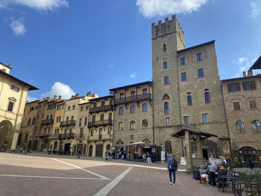  Medieval houses lining the Piazza Grande in Arezzo in Tuscany