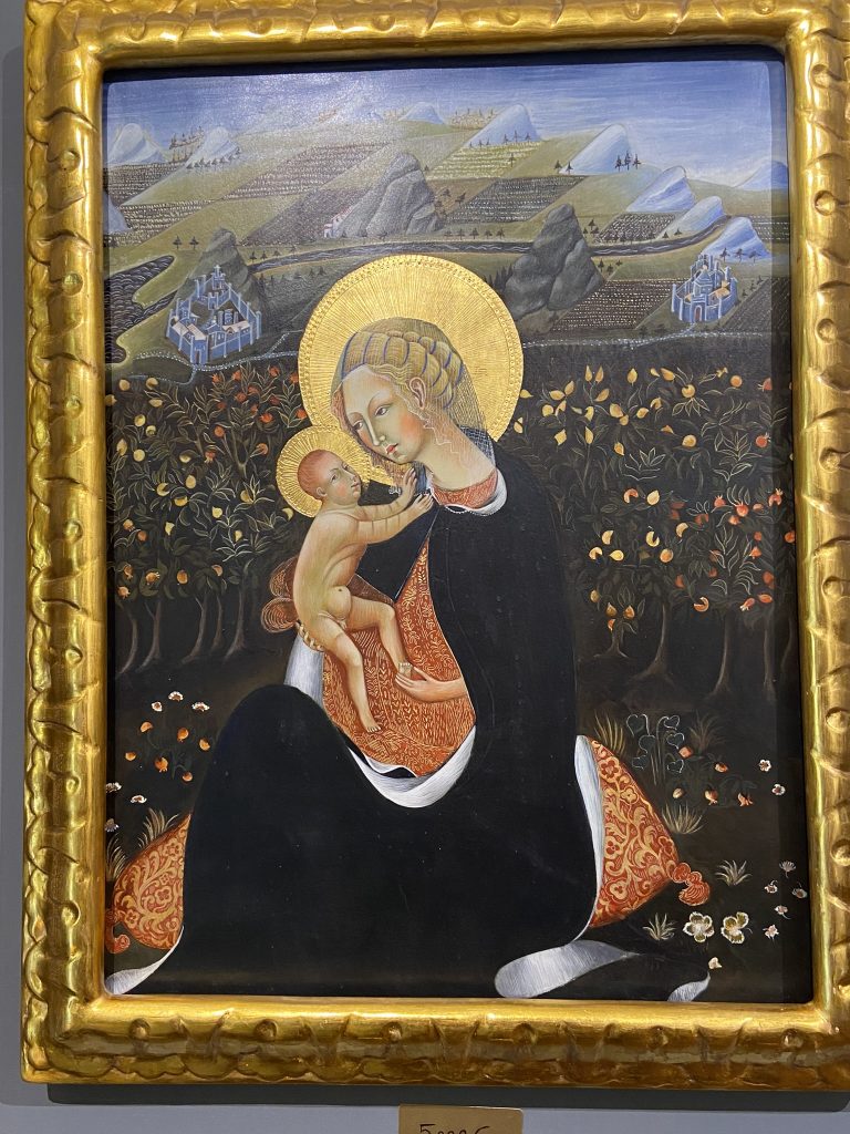 A depiction of the Madonna and Child by Silvia Salvadori done in the medieval style