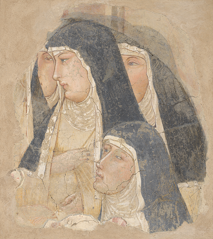 Ambrogio Lorenzetti A Group of Four Poor Clares possibly about 1336-40 Fresco with areas of secco, 70.4 × 63.4 cm at the National Gallery in London
