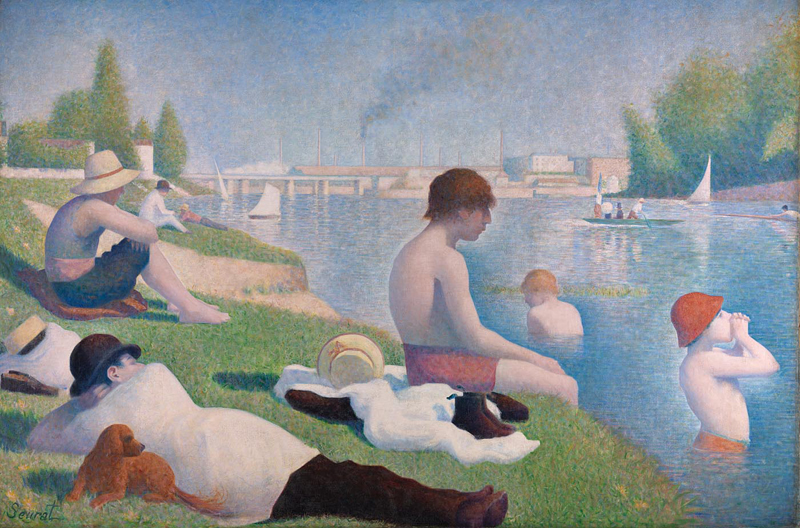 Georges Seurat Bathers at Asnières 1884 Oil on canvas, 201 × 300 cm at the National Gallery in London
