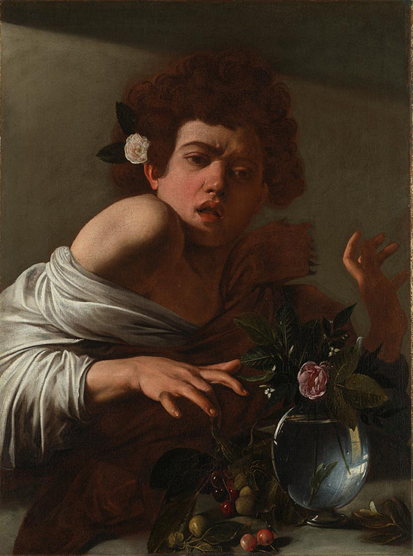  Michelangelo Merisi da Caravaggio Boy bitten by a Lizard about 1594-5 Oil on canvas, 66 x 49.5 cm at the National Gallery in London