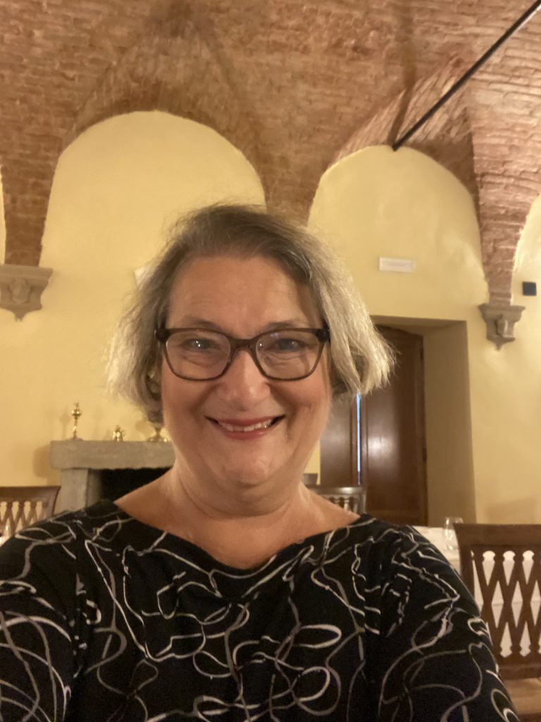 Carol Cram in the Ristorante La Grotta in Montelpulciano