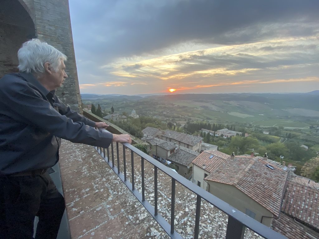 Looking over the Tuscan countryside from Montepulciano at sunset