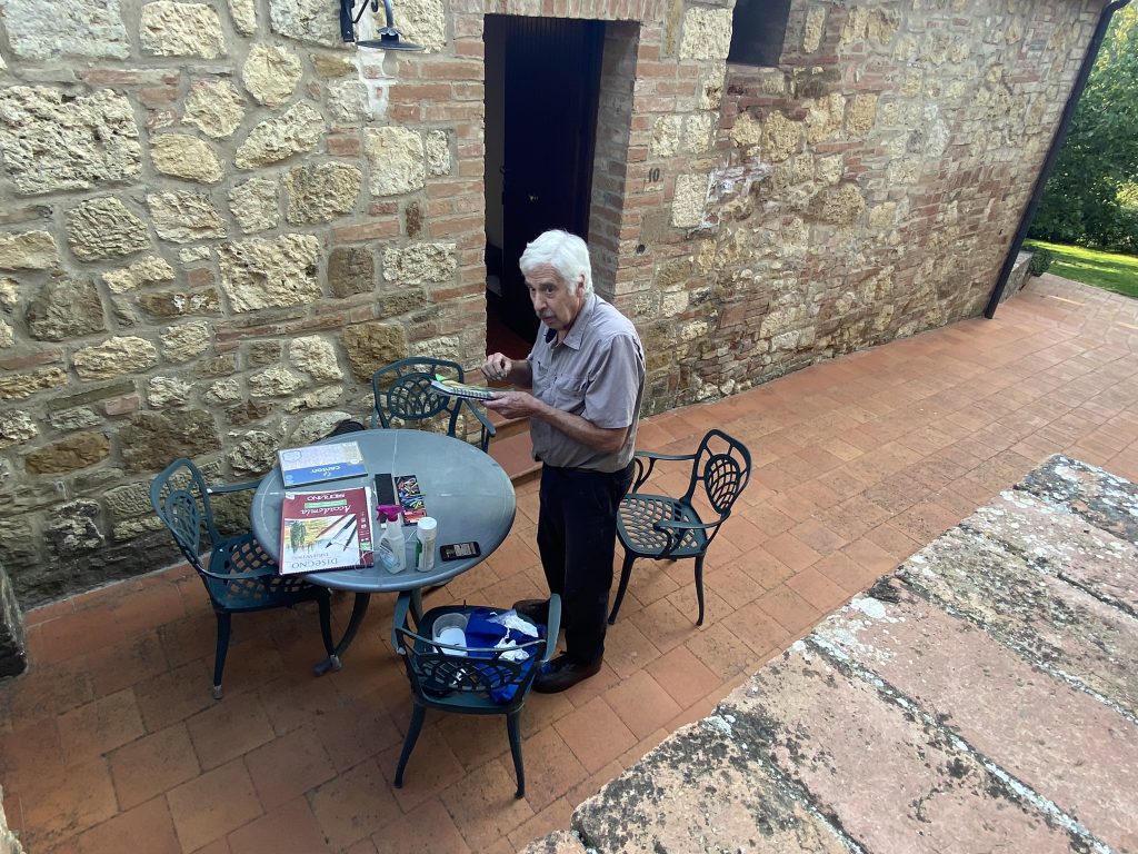 Gregg on the terrace at Sant'Antonio Country Resort near Montepulciano