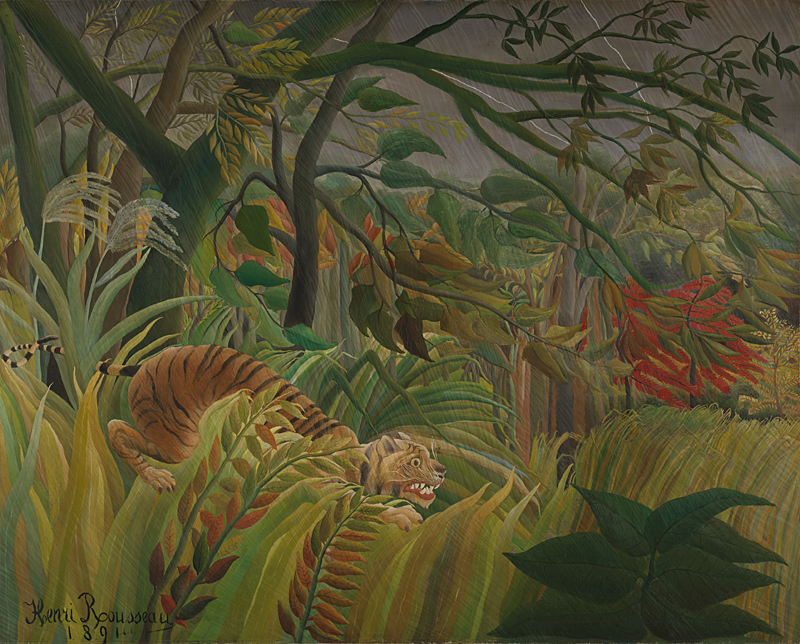 Henri Rousseau Surprised! 1891 Oil on canvas, 129.8 x 161.9 cm at the  National Gallery in London