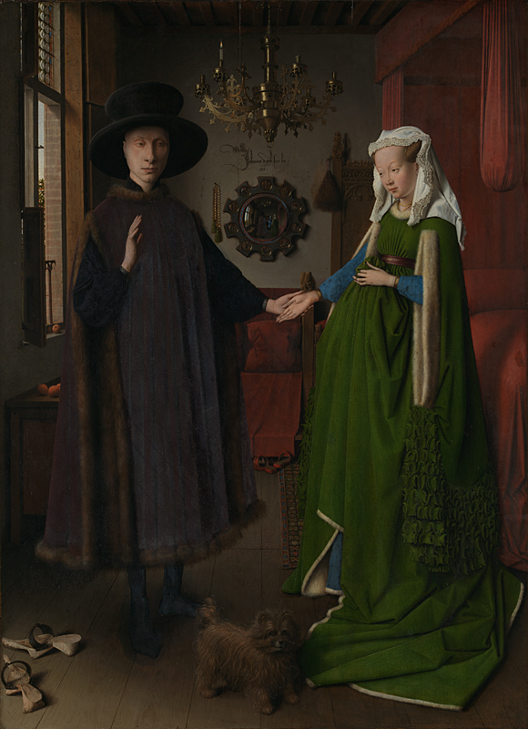 Jan van Eyck The Arnolfini Portrait 1434 Oil on oak, 82.2 x 60 cm at the National Gallery in London