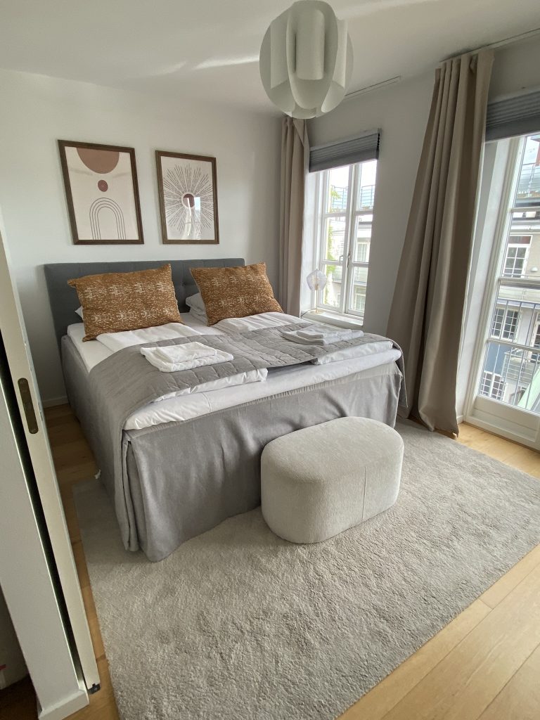 One of the two bedrooms in the apartment in Copenhagen