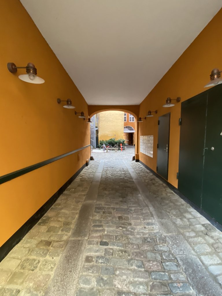 Passageway leading to the courtyard where are accommodation in Copenhagen was located