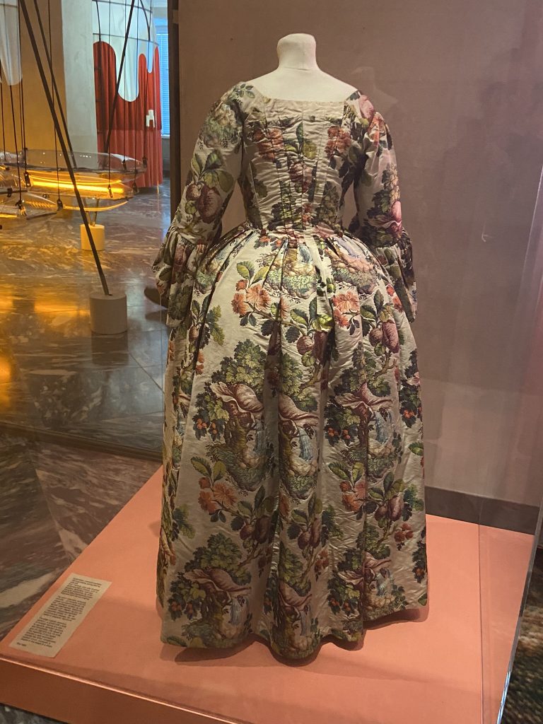 Elaborate embroidered gown at the Design Museum in Copenhagen