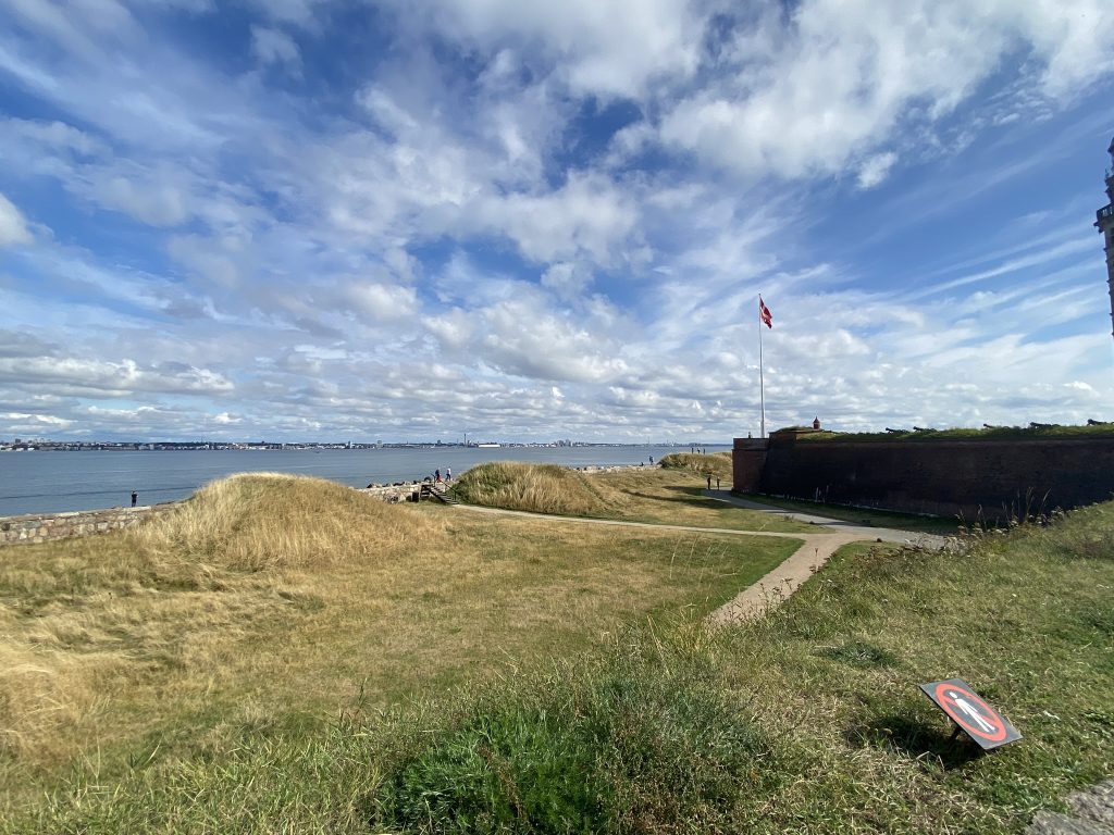 View from Kronborg Castle toward Sweden during a day trip from Copenhagen