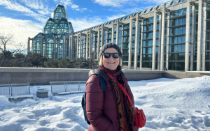 Carol Cram in front of the National Gallery of Canada