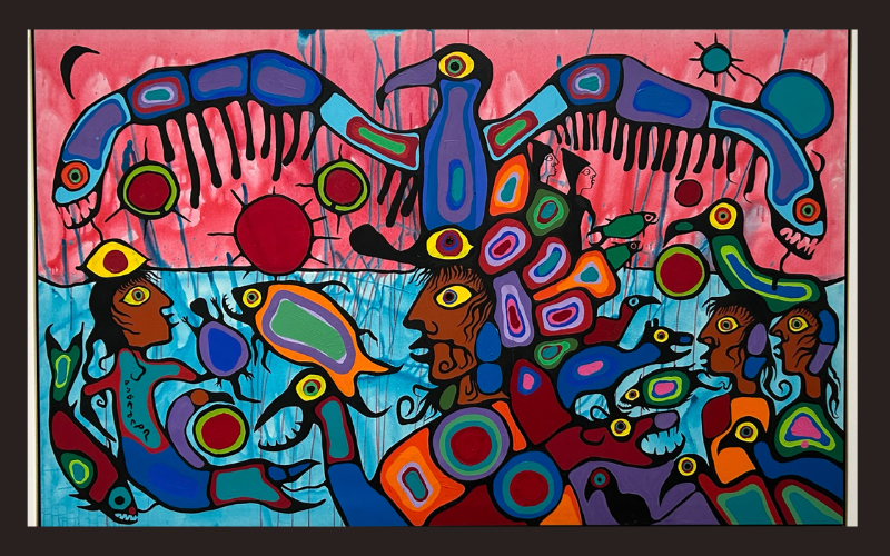Artist and Shaman Between Two Worlds by Norval Morrisseau (called Copper Thunderbird) at the National Gallery of Canada.