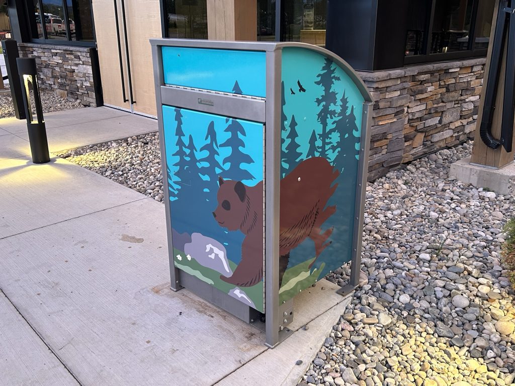 Bear proof garbage can in Jasper