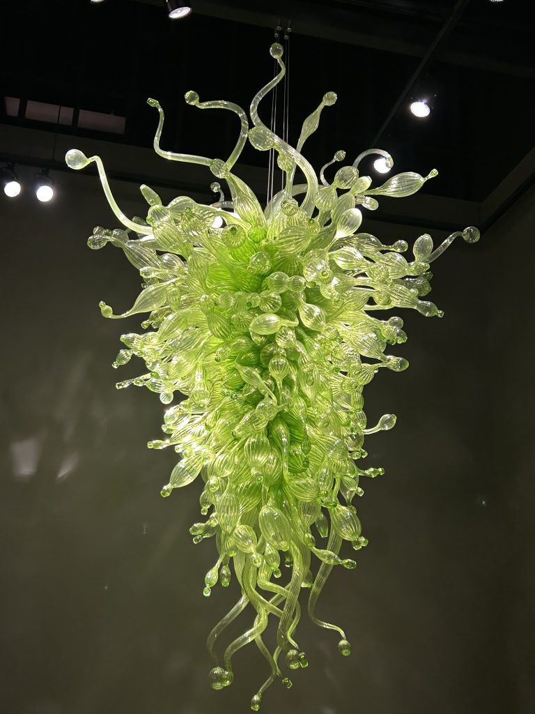 Chihuly green glass chandelier