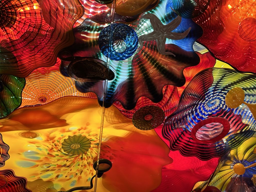 Chihuly sculpture called Persian Ceiling - bright and colorful glass