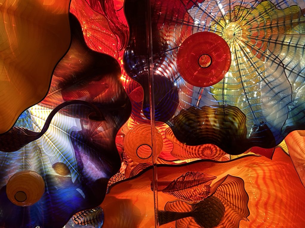 Chihuly sculpture called Persian Ceiling - bright and colorful glass