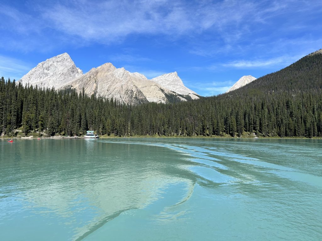 Crossing Maligne Lake in Jasper National Park