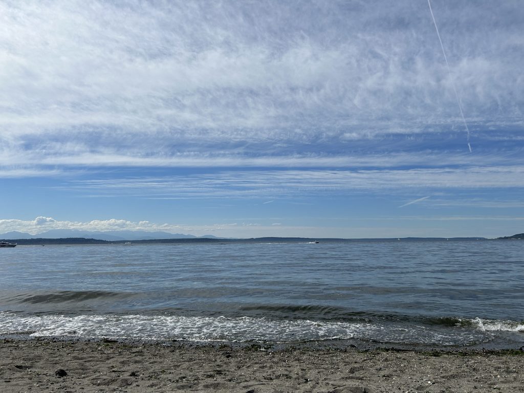 View of Puget Sound from the beach near Seattle