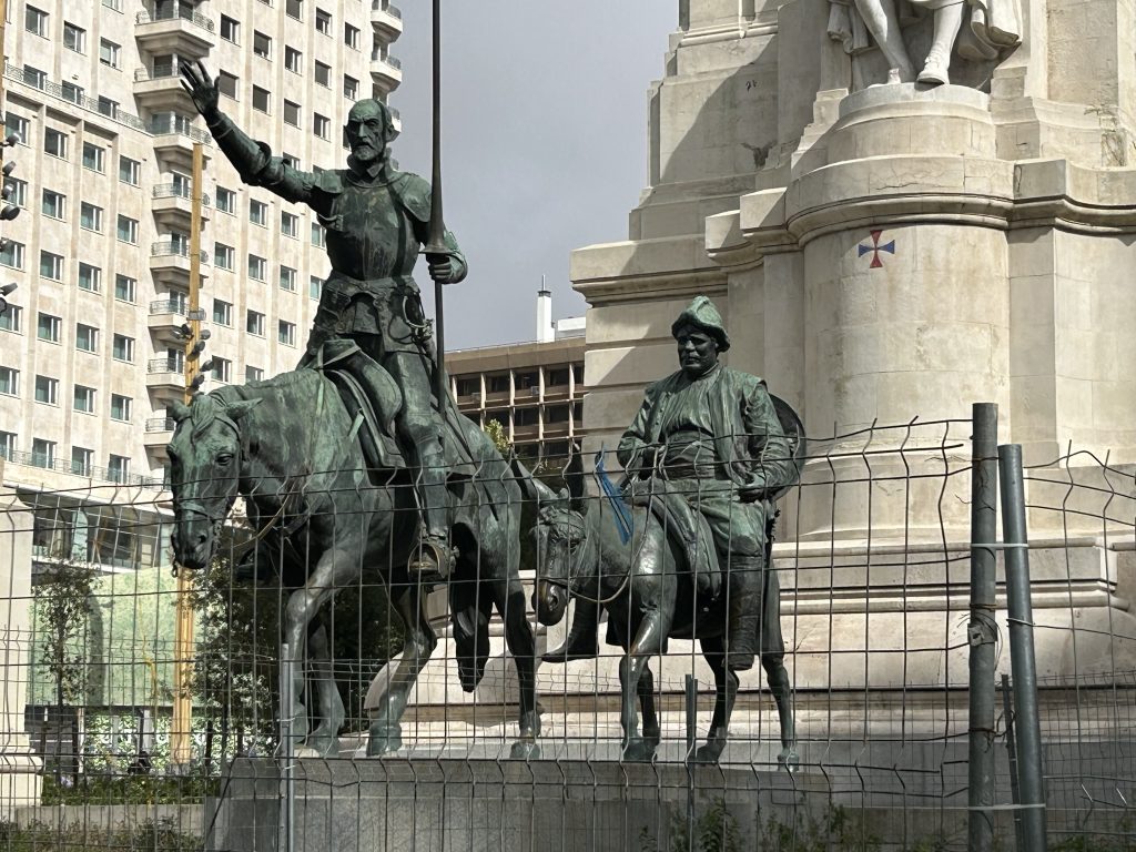 Don Quixote in Plaza Espagna in Madrid