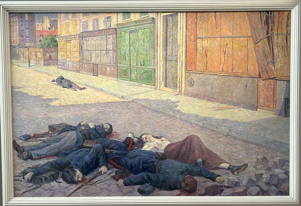 Painting of dead bodies in the streets by Maximilien Luce at the Musee d'Orsay in Paris