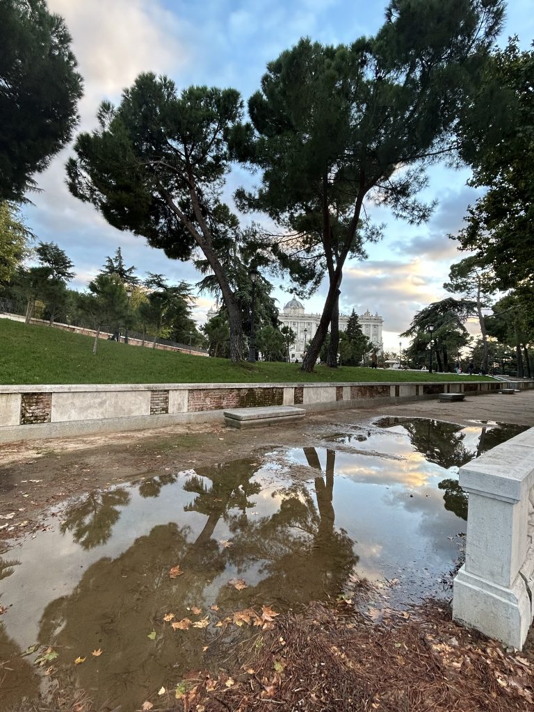 Palace gardens sunset Madrid