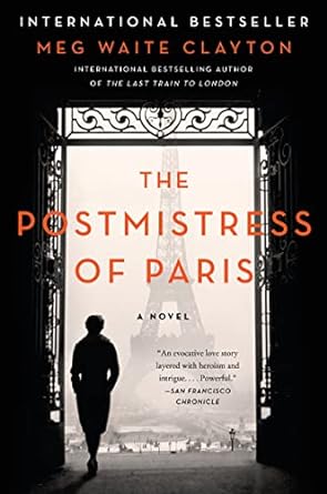 The book cover features a silhouette of a woman standing under a Parisian archway, with the Eiffel Tower visible in the misty background. The warm tones evoke a sense of historical intrigue and romance.