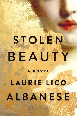 A novel cover featuring a partial portrait of a woman’s face surrounded by an ornate golden pattern, evoking themes of art, beauty, and mystery.