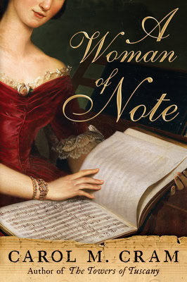 A historical novel cover with a close-up of a woman in a red dress playing sheet music on a piano, exuding elegance and creativity.