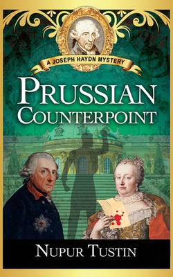 A historical mystery cover showing portraits of Joseph Haydn, Frederick the Great, and Maria Theresa against the backdrop of a Baroque palace, with a shadowy figure suggesting intrigue.