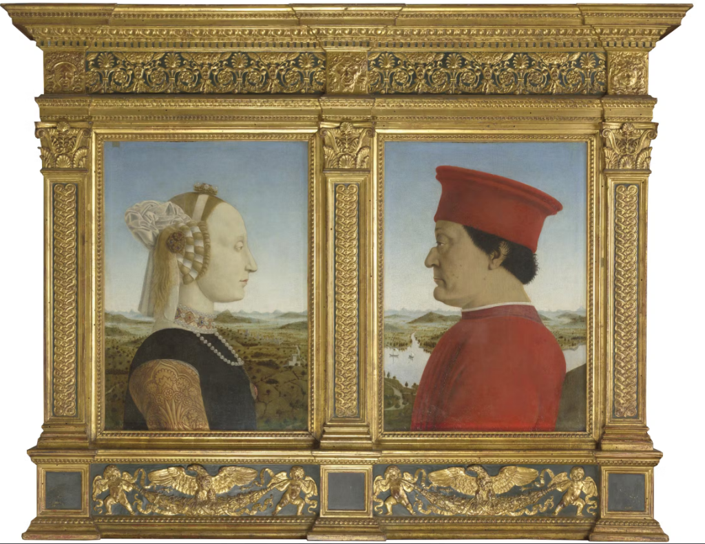 The Duke and Duchess of Urbino in the Uffizi Gallery in Florence.