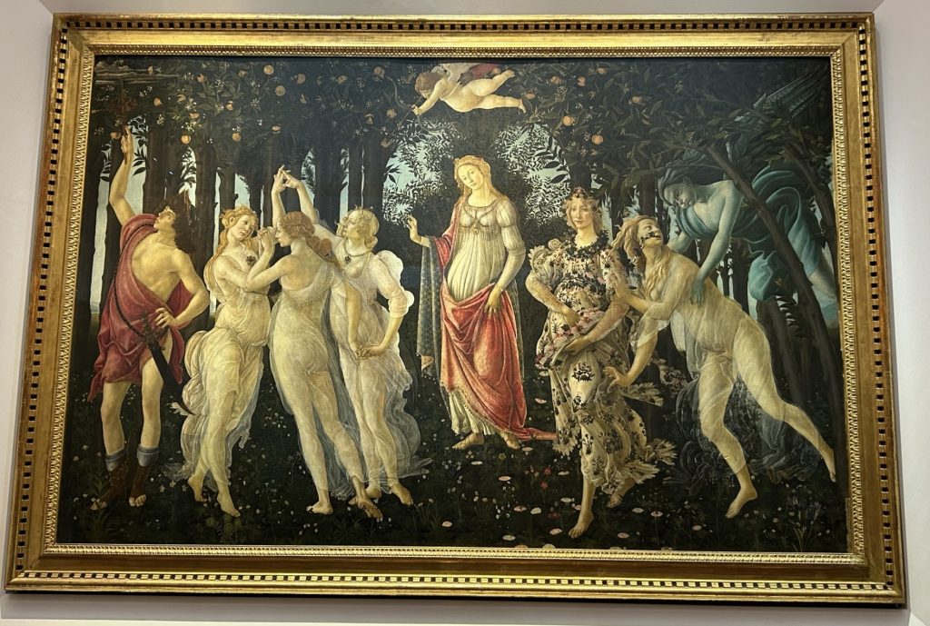 Primavera by Botticelli in the Uffizi Gallery in Florence.