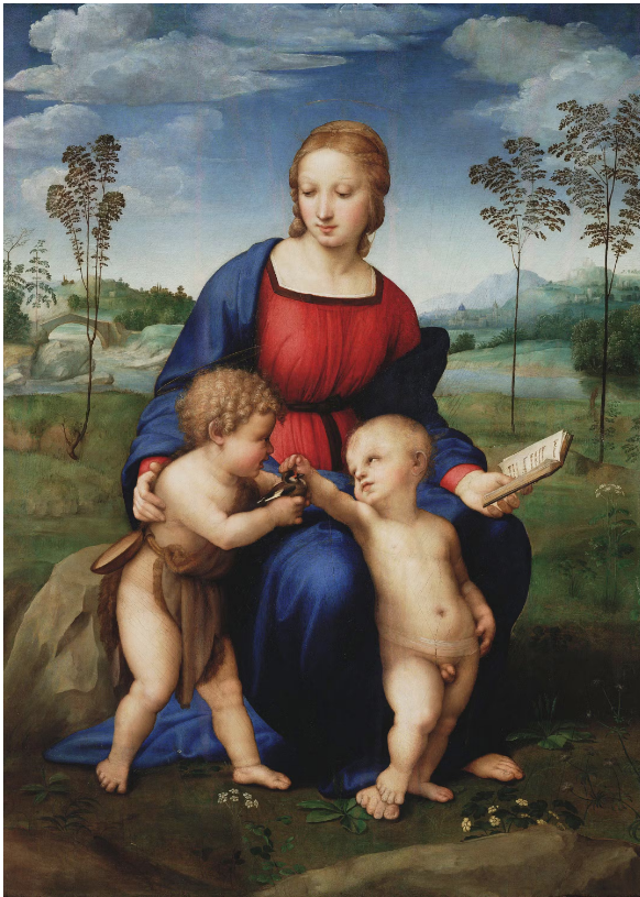Madonna of the Goldfinch by Raphael in the Uffizi Gallery in Florence.