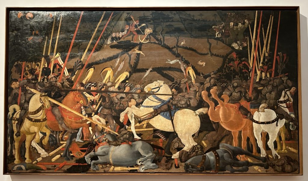 The batlle of Romano by Uccello in the Uffizi Gallery in Florence.