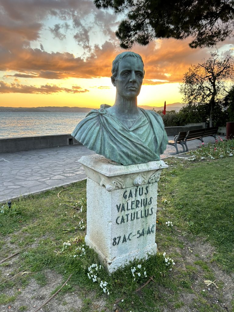 Statue of the poet Catalus in Sirmione on Lake Garda in northern Italy