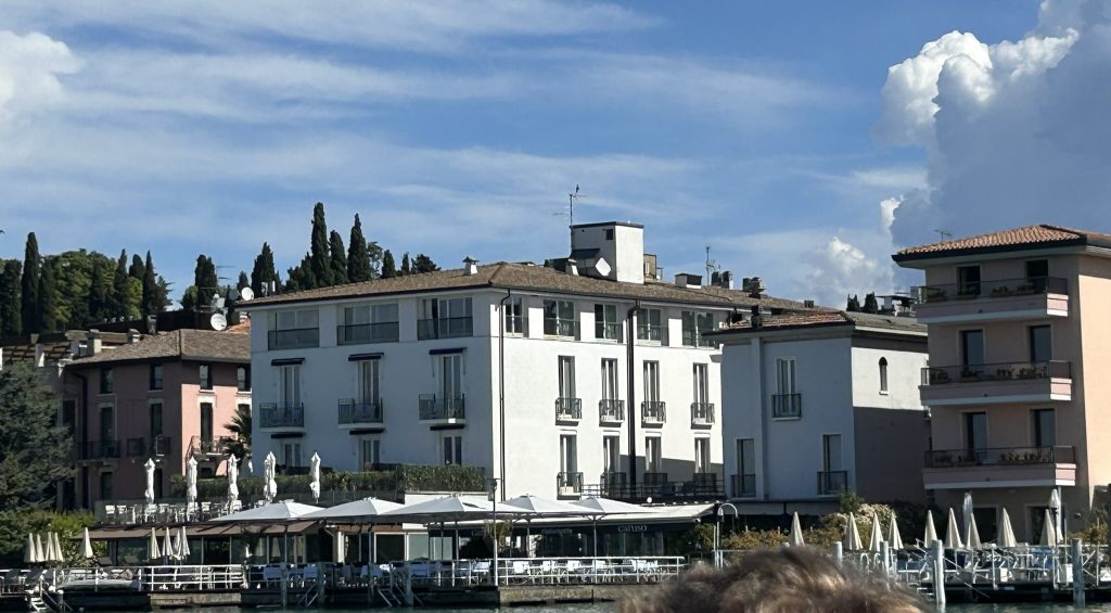 Villa Flaminia from the water in Sirmione on Lake Garda