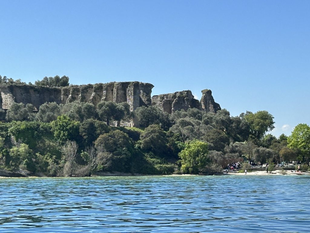 Grottoes of Catallus in Sirmione seen from Lake Garda