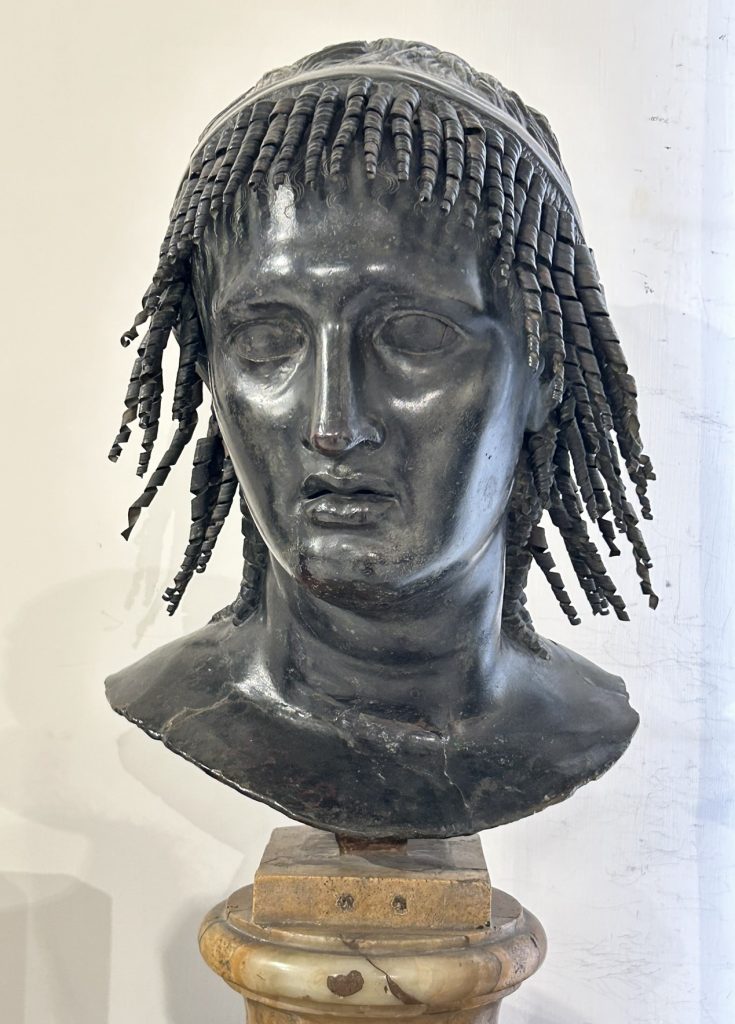 Statue of a woman's head at the National Archaeological Museum in Naples, Italy