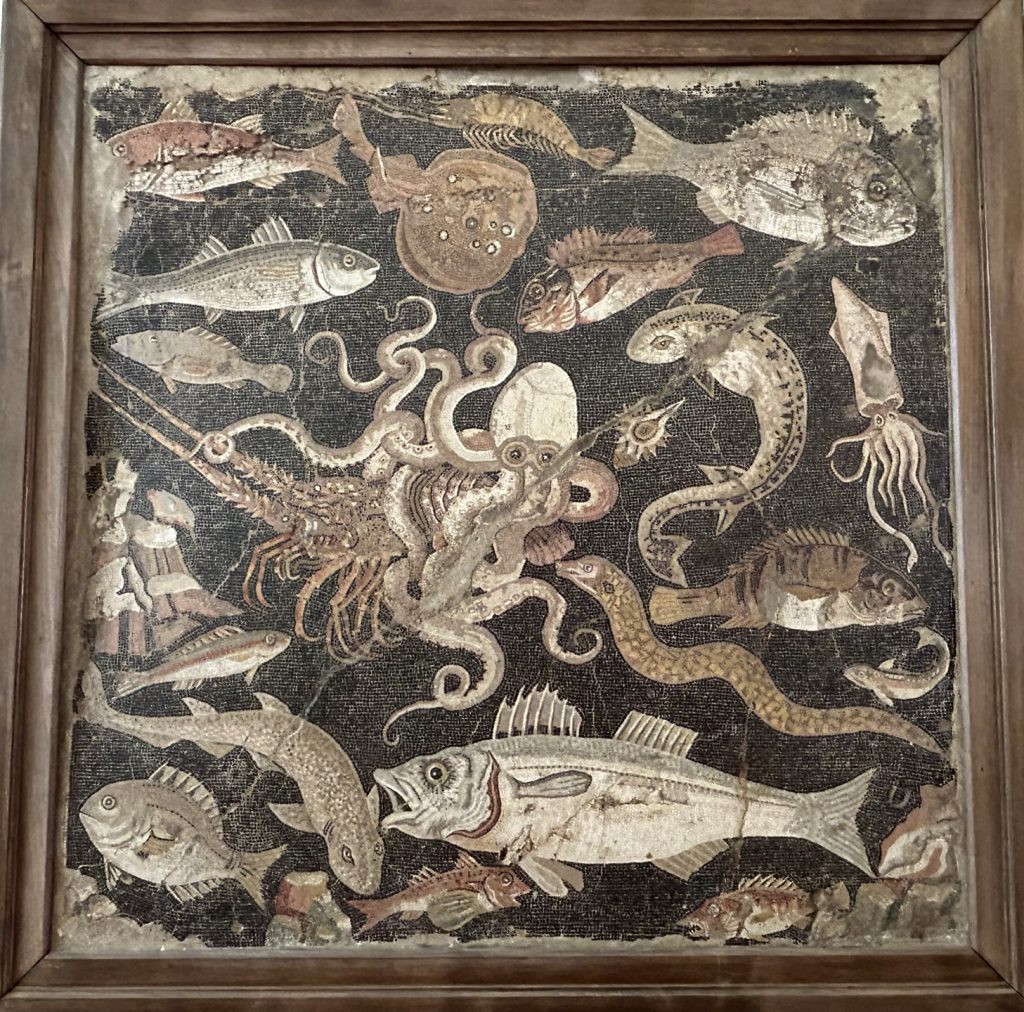 mosaic of sea creatures at the National Archaeological Museum in Naples