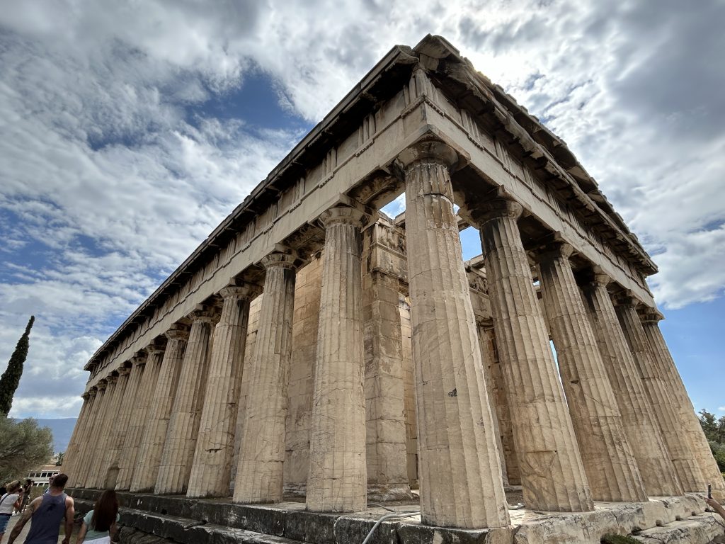 Side view of the stunning Greek Temple of Hephaestus in Athens, which is part of the Agora of Athens and accessible with a Combo ticket to the archaeological sites in Athens