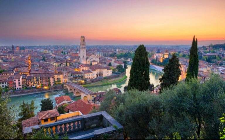 View over Verona at sunset - you'll find lots to see in Verona for the artsy traveler
