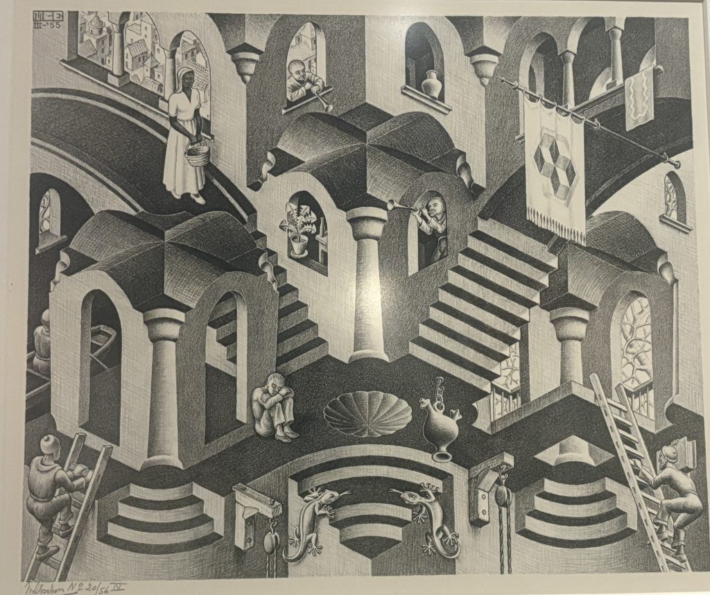 Convex and Concave by M. C. Escher at Escher in the palace in the Hague, the Netherlands