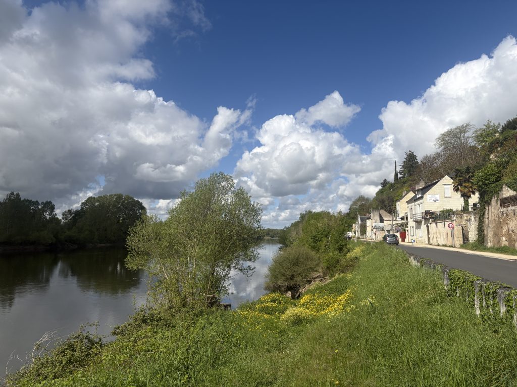 View of the Vienne river from an apartment in chinon in the Loire Valley in the afternoon on a beautiful sunny day