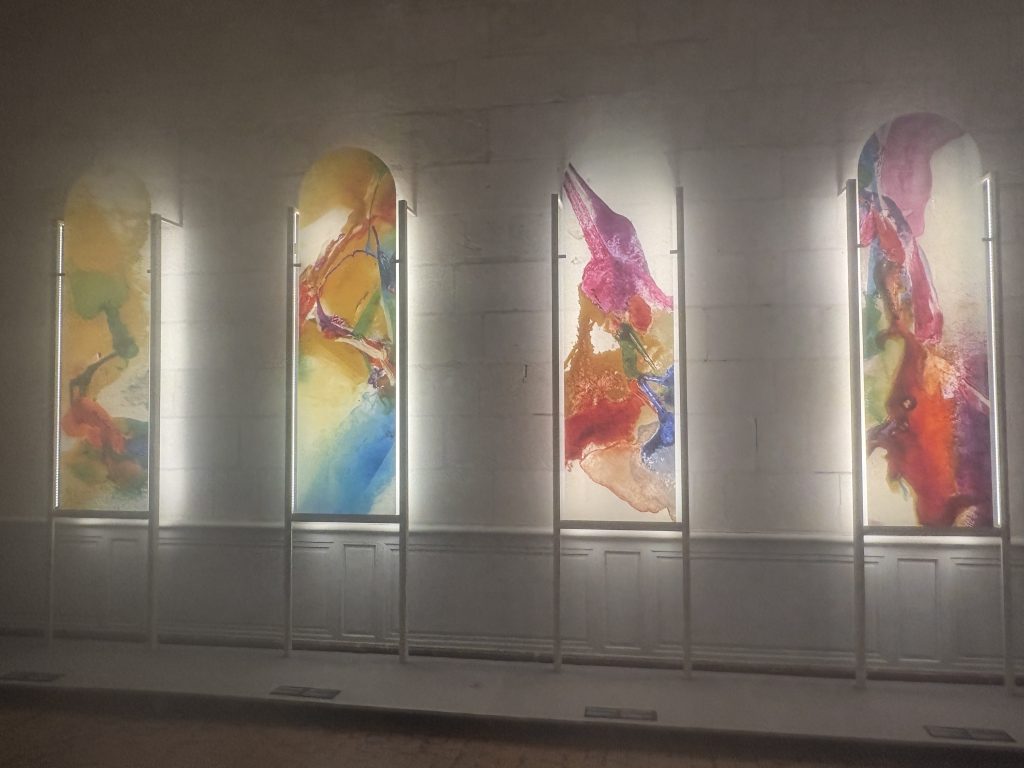 Stained glass windows by  Kim En Joong featured at Chambord in the Loire Valley.