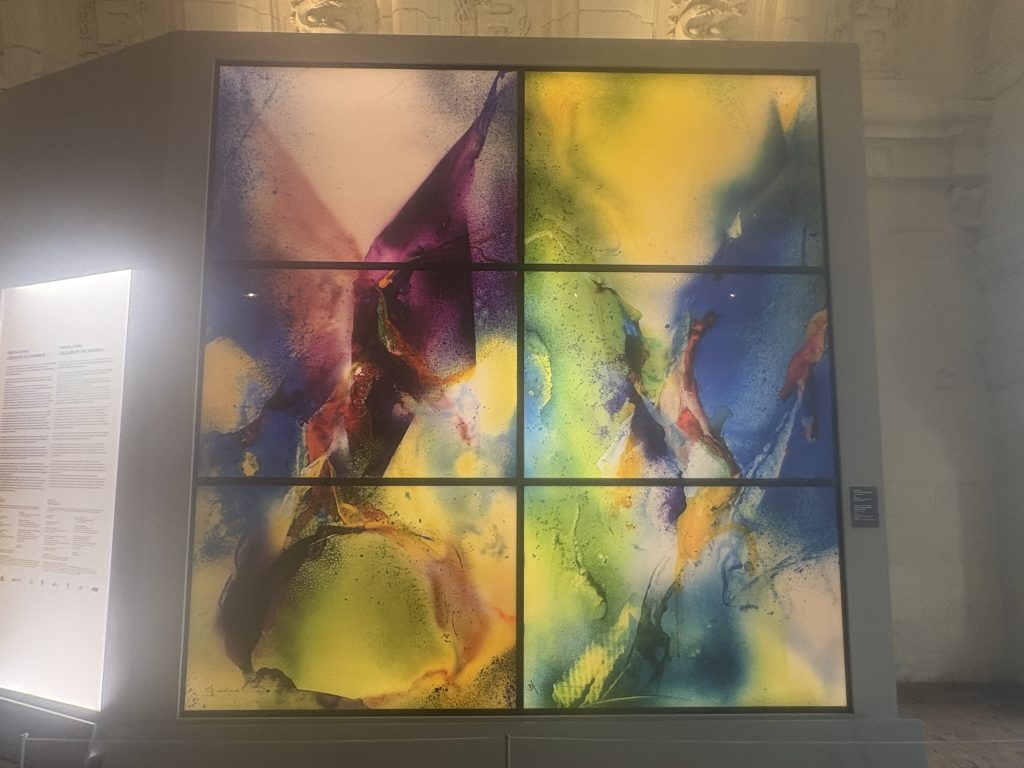 four-paneled stained glass window by  Korean artist Kim En Joong featured at Chambord in the Loire Valley.